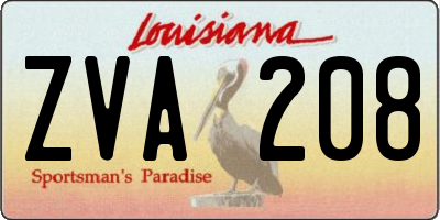 LA license plate ZVA208