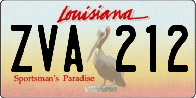 LA license plate ZVA212