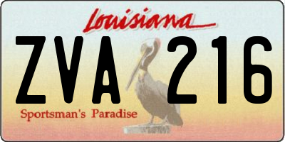 LA license plate ZVA216