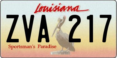 LA license plate ZVA217