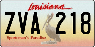 LA license plate ZVA218