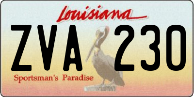 LA license plate ZVA230
