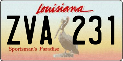 LA license plate ZVA231