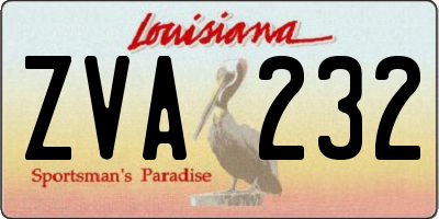 LA license plate ZVA232