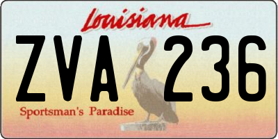 LA license plate ZVA236