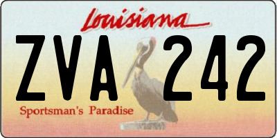 LA license plate ZVA242