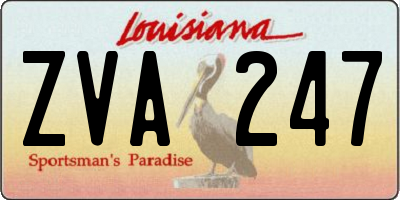 LA license plate ZVA247