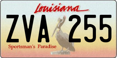 LA license plate ZVA255