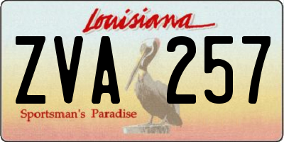 LA license plate ZVA257