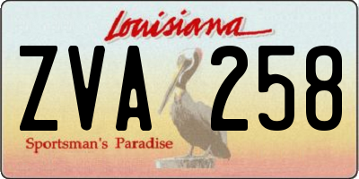 LA license plate ZVA258