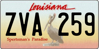 LA license plate ZVA259