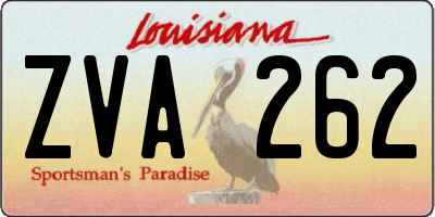 LA license plate ZVA262