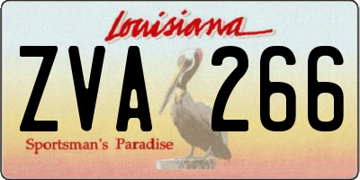 LA license plate ZVA266