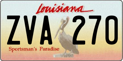 LA license plate ZVA270