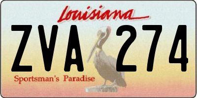 LA license plate ZVA274