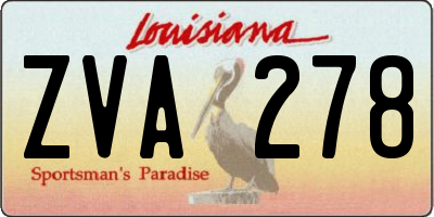 LA license plate ZVA278