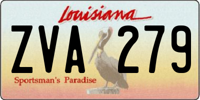 LA license plate ZVA279