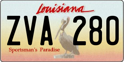 LA license plate ZVA280