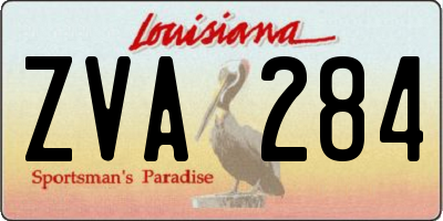 LA license plate ZVA284