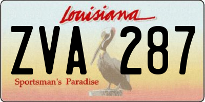 LA license plate ZVA287