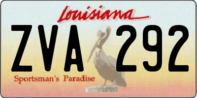 LA license plate ZVA292