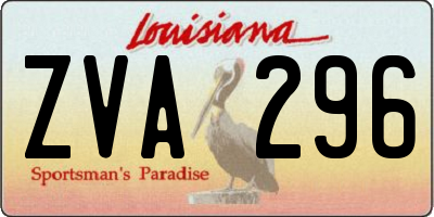 LA license plate ZVA296