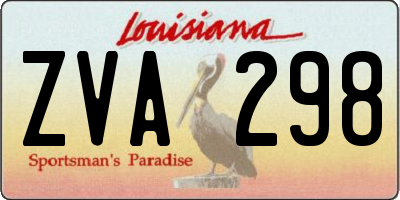 LA license plate ZVA298