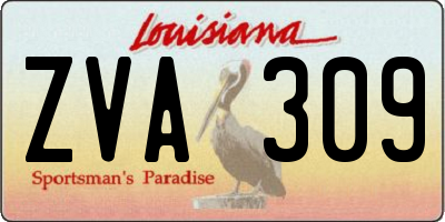 LA license plate ZVA309