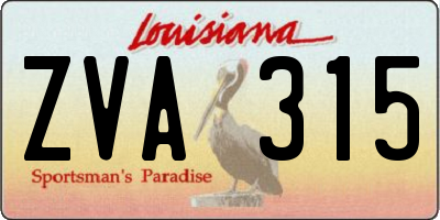 LA license plate ZVA315