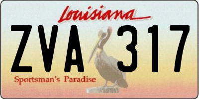 LA license plate ZVA317