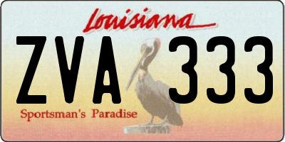 LA license plate ZVA333