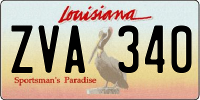 LA license plate ZVA340