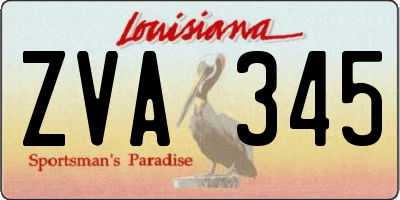 LA license plate ZVA345