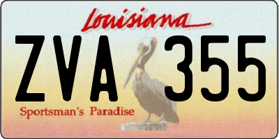 LA license plate ZVA355