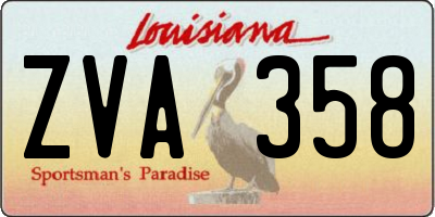 LA license plate ZVA358