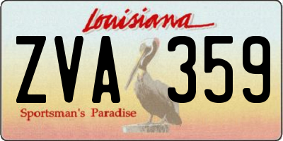 LA license plate ZVA359