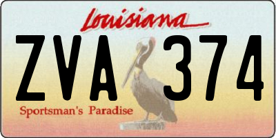 LA license plate ZVA374