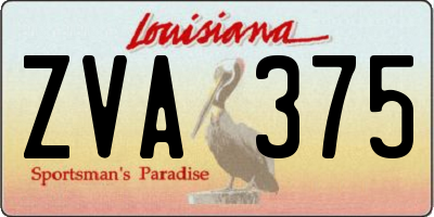 LA license plate ZVA375