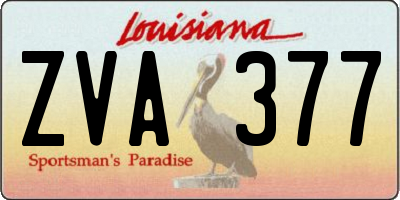 LA license plate ZVA377