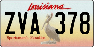 LA license plate ZVA378