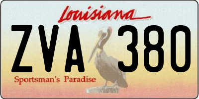 LA license plate ZVA380