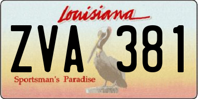 LA license plate ZVA381