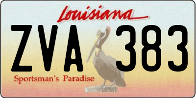 LA license plate ZVA383