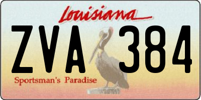 LA license plate ZVA384