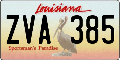 LA license plate ZVA385