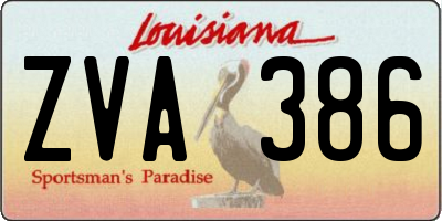 LA license plate ZVA386