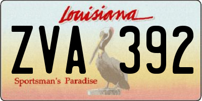 LA license plate ZVA392