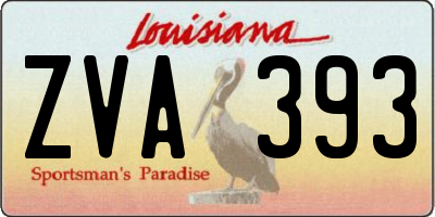 LA license plate ZVA393