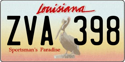 LA license plate ZVA398