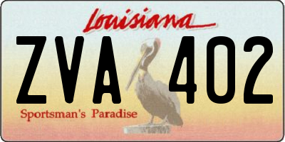 LA license plate ZVA402